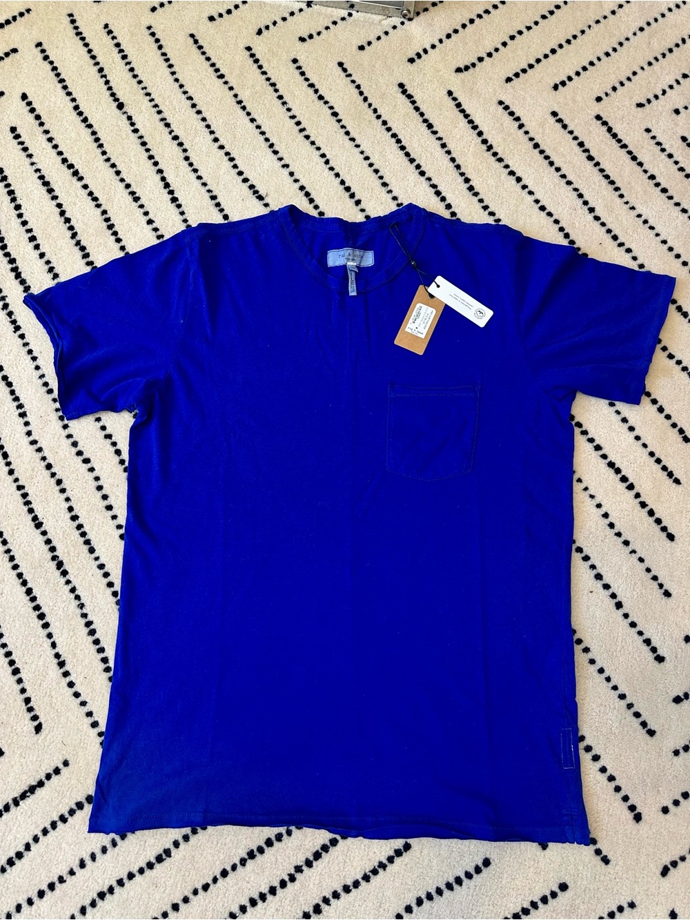 Rag & Bone Miles Short-Sleeve Pocket Tee in mid blue principal jersey.